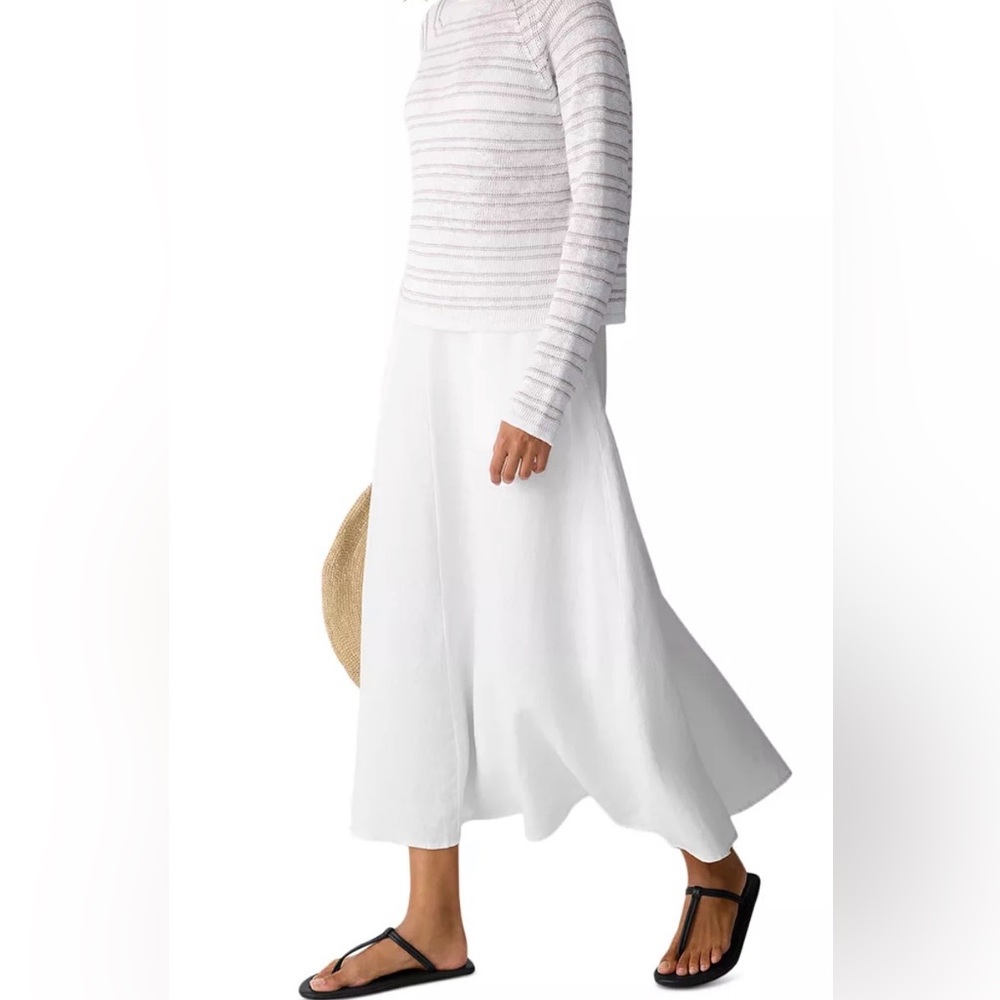 EileenFisher Linen Midi Skirt White